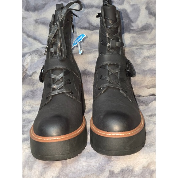 NWB Aqua College Waterproof Gecko Lace-Up Nubuck Leather Buckle Combat Boots‎ 11 - Picture 5 of 11